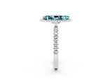White gold Marquise Cut Halo Diamond Pave Band with Prong Setting_2