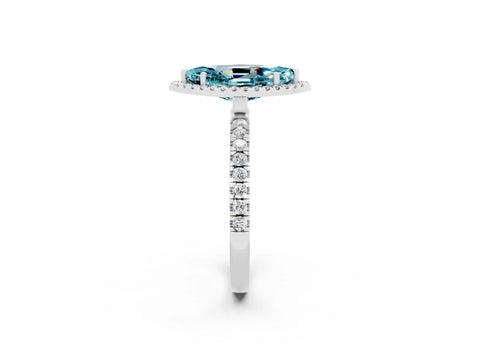 White gold Marquise Cut Halo Diamond Pave Band with Prong Setting_2