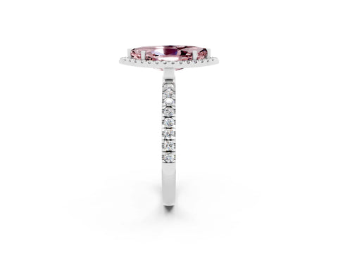 White gold Marquise Cut Halo Diamond Pave Band with Prong Setting_2