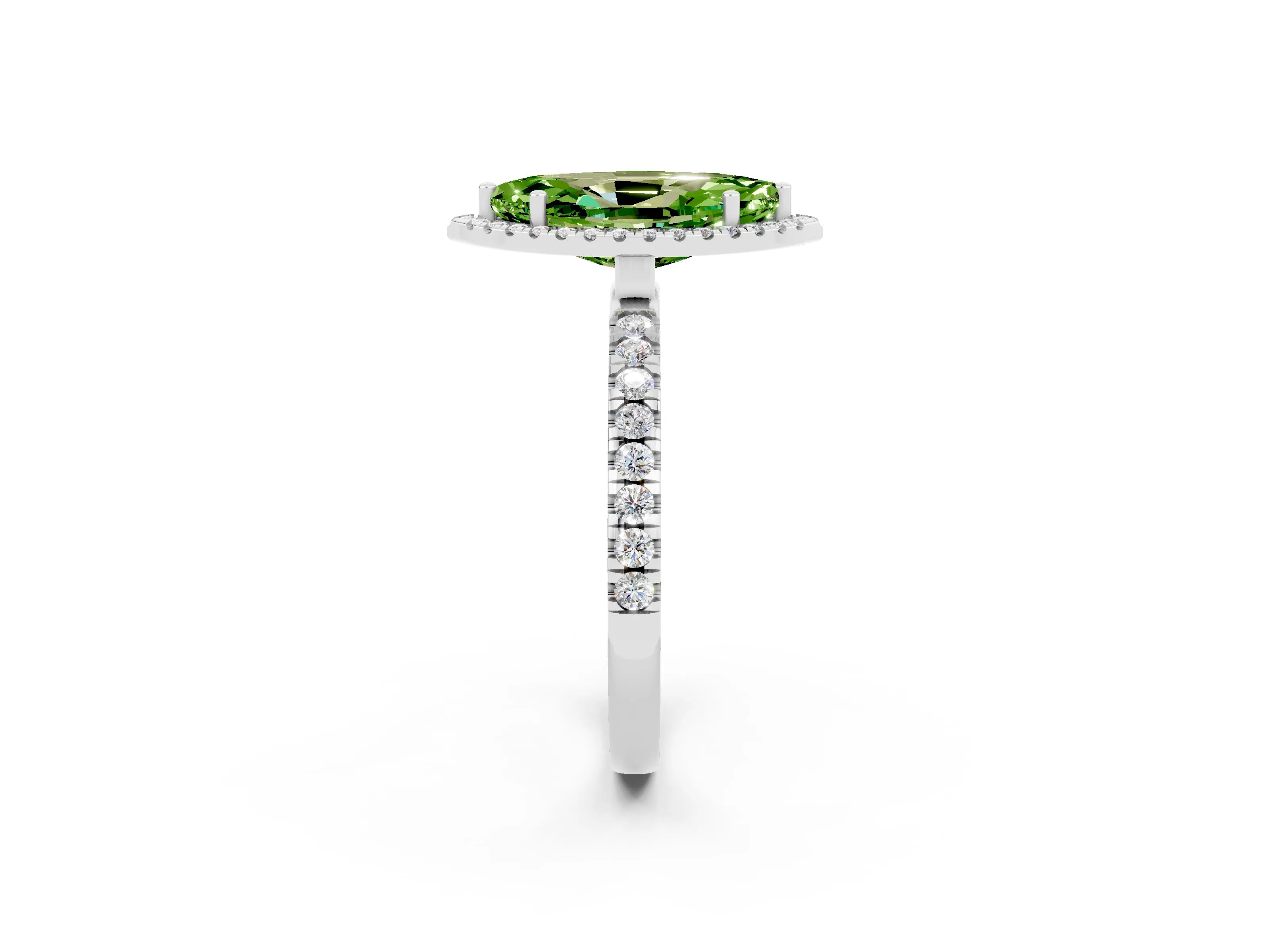 White gold Marquise Cut Halo Diamond Pave Band with Prong Setting_2