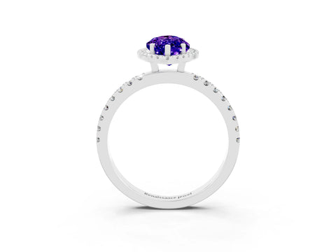 White gold Marquise Cut Halo Diamond Pave Band with Prong Setting_3