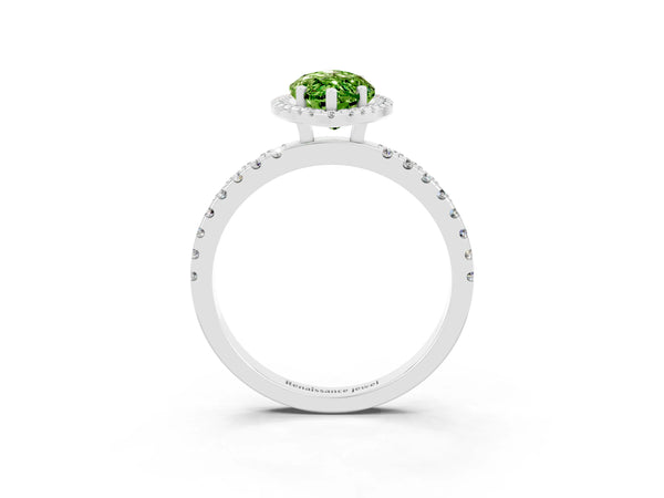 White gold Marquise Cut Halo Diamond Pave Band with Prong Setting