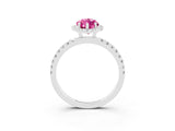 White gold Marquise Cut Halo Diamond Pave Band with Prong Setting_3