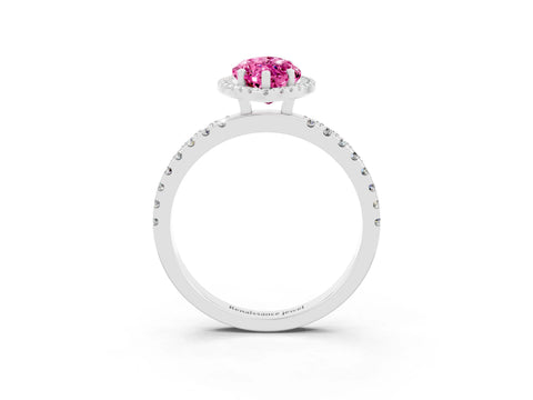 White gold Marquise Cut Halo Diamond Pave Band with Prong Setting_3