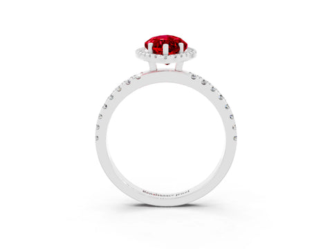 White gold Marquise Cut Halo Diamond Pave Band with Prong Setting_3