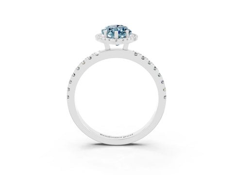 White gold Marquise Cut Halo Diamond Pave Band with Prong Setting_3