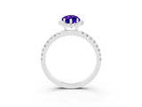 White gold Marquise Cut Halo Diamond Pave Band with Prong Setting_3