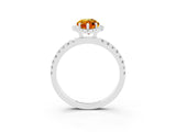 White gold Marquise Cut Halo Diamond Pave Band with Prong Setting_3