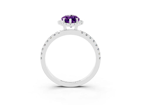 White gold Marquise Cut Halo Diamond Pave Band with Prong Setting_3