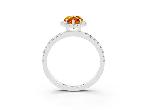 White gold Marquise Cut Halo Diamond Pave Band with Prong Setting_3