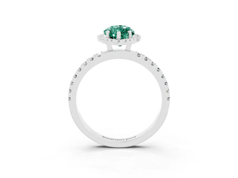 White gold Marquise Cut Halo Diamond Pave Band with Prong Setting_3