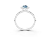 White gold Marquise Cut Halo Diamond Pave Band with Prong Setting_3
