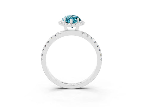 White gold Marquise Cut Halo Diamond Pave Band with Prong Setting_3