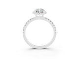 White gold Marquise Cut Halo Diamond Pave Band with Prong Setting_3