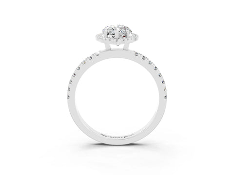 White gold Marquise Cut Halo Diamond Pave Band with Prong Setting_3