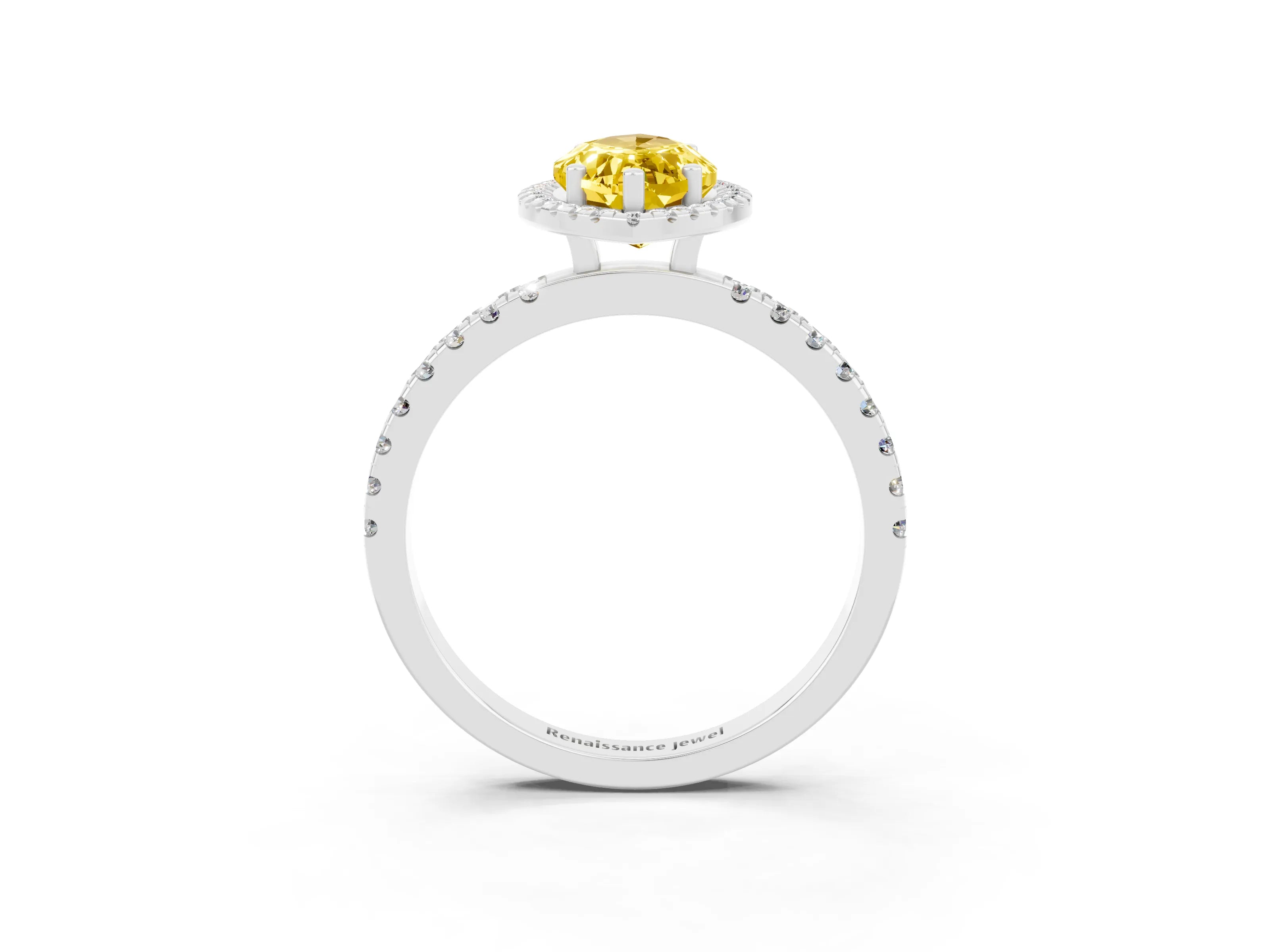 White gold Marquise Cut Halo Diamond Pave Band with Prong Setting_3