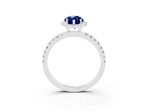White gold Marquise Cut Halo Diamond Pave Band with Prong Setting_3