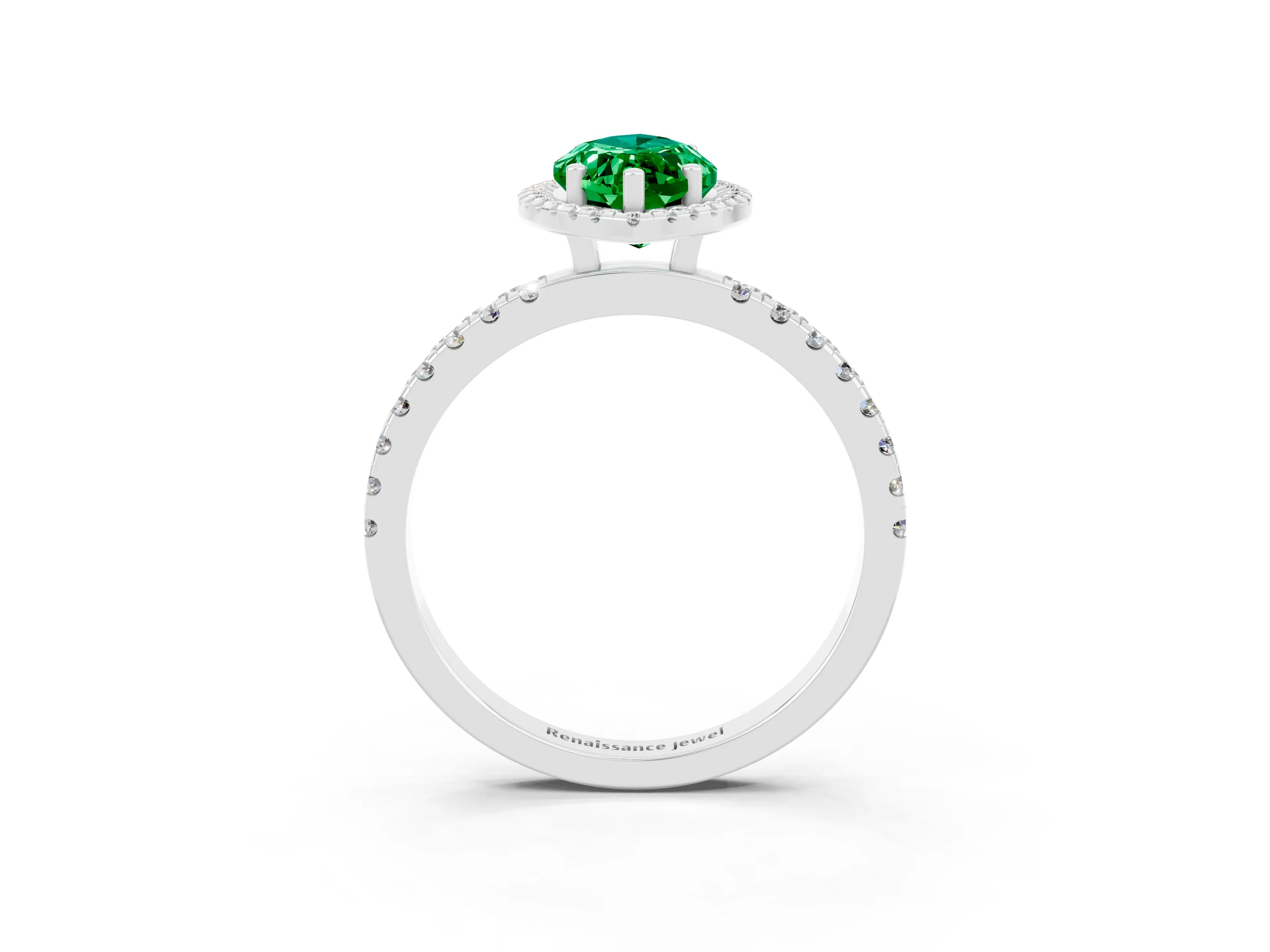 White gold Marquise Cut Halo Diamond Pave Band with Prong Setting_3