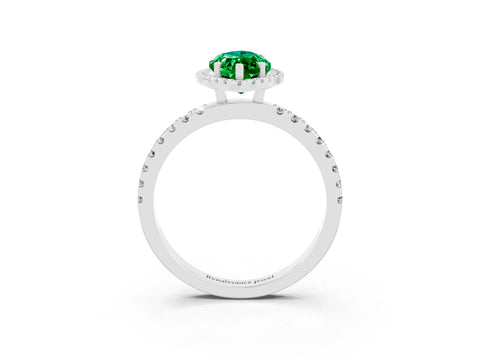 White gold Marquise Cut Halo Diamond Pave Band with Prong Setting_3