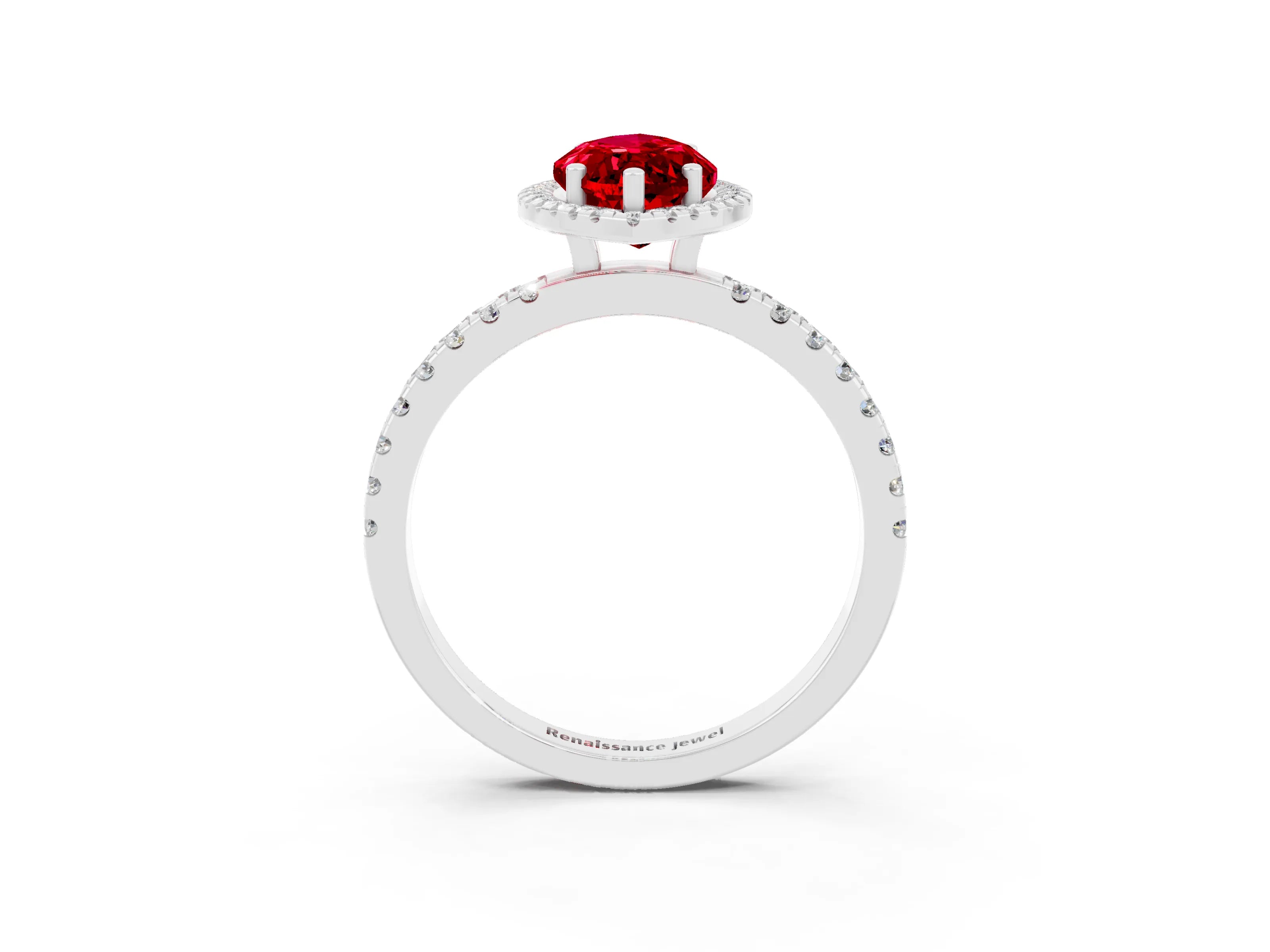 White gold Marquise Cut Halo Diamond Pave Band with Prong Setting_3