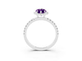White gold Marquise Cut Halo Diamond Pave Band with Prong Setting_3