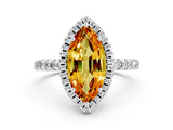 White gold Marquise Cut Halo Diamond Pave Band with Prong Setting