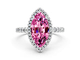 White gold Marquise Cut Halo Diamond Pave Band with Prong Setting