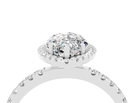 White gold Marquise Cut Halo Diamond Pave Band with Prong Setting_4