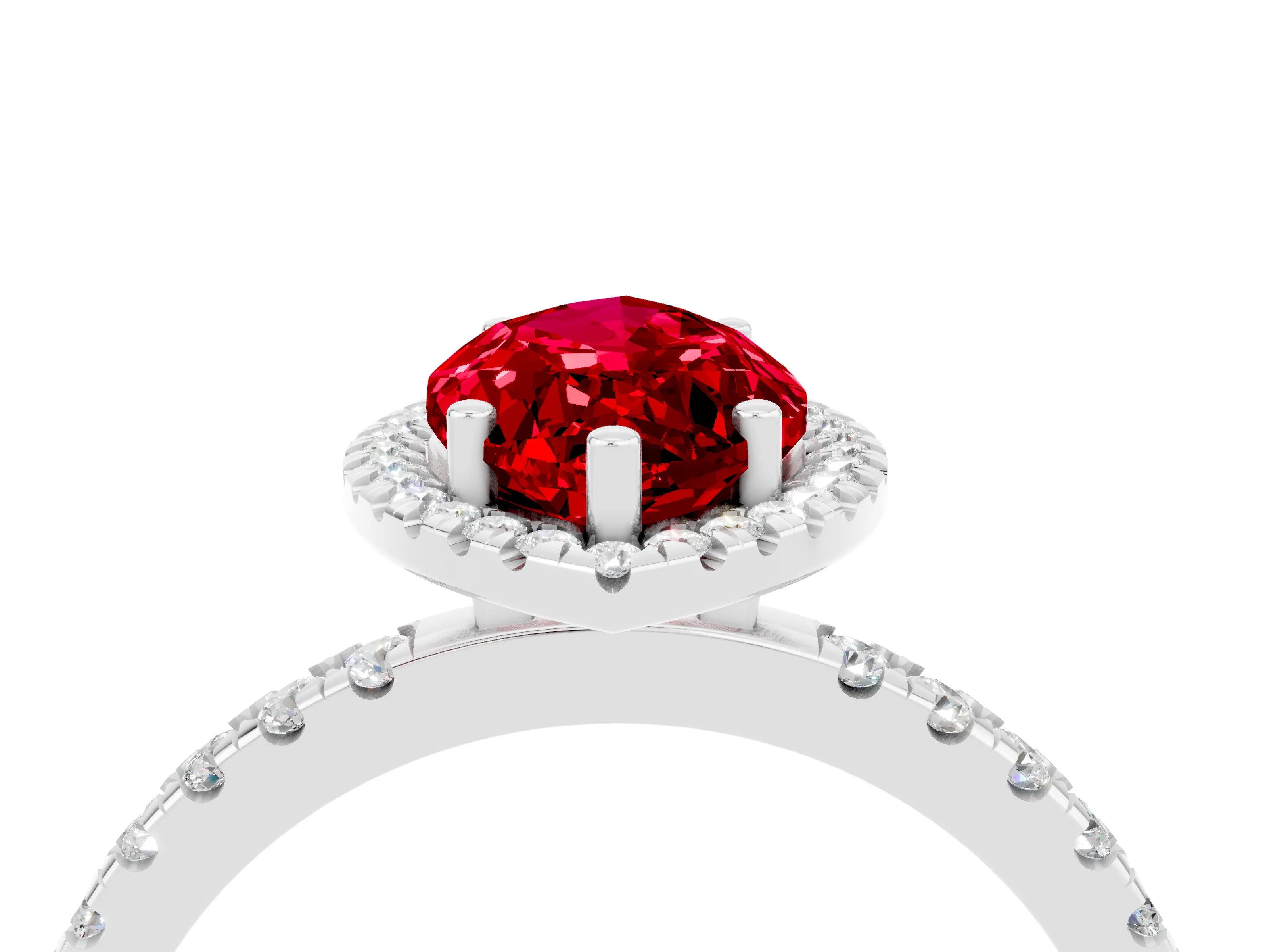 White gold Marquise Cut Halo Diamond Pave Band with Prong Setting_4