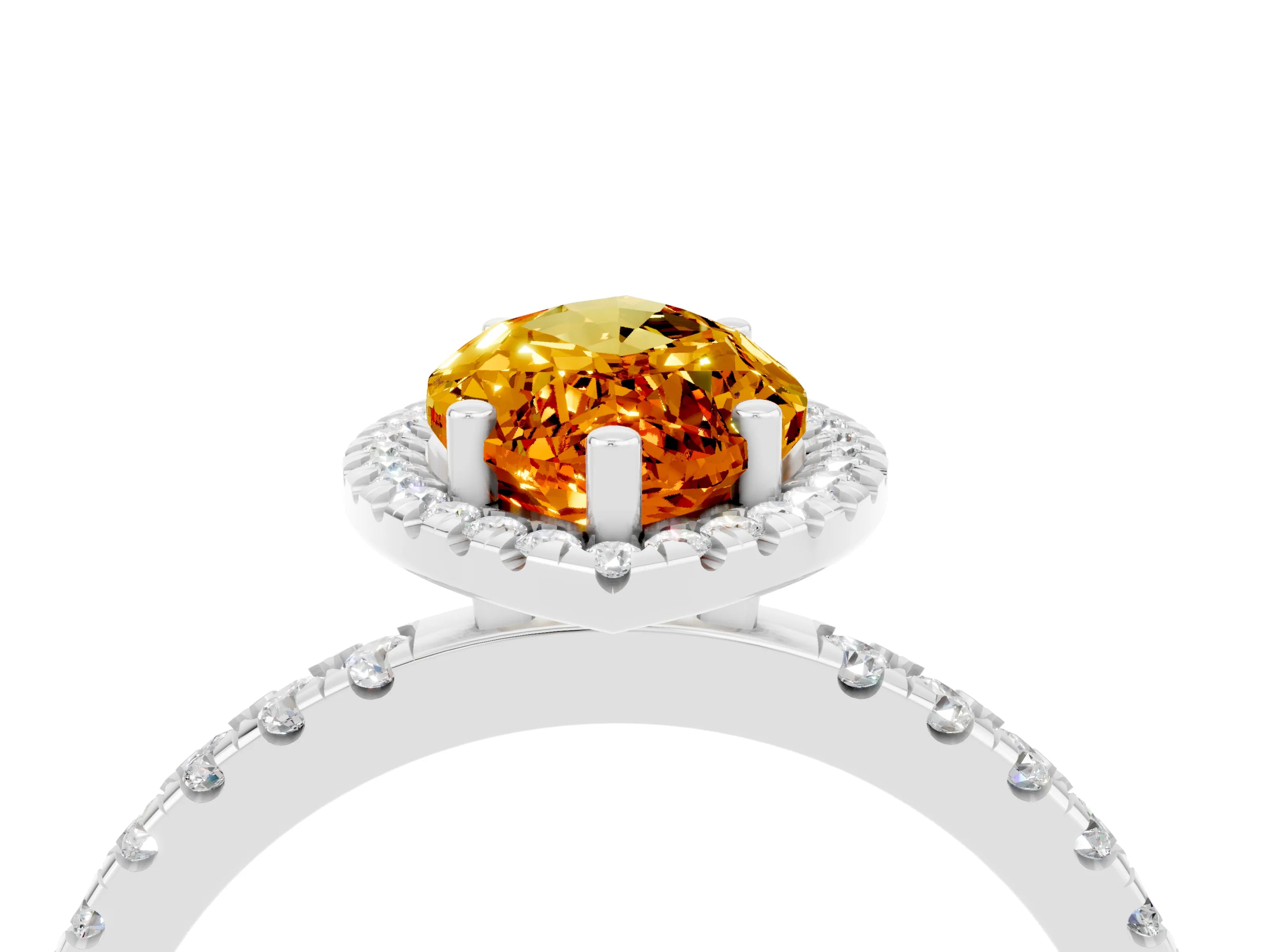 White gold Marquise Cut Halo Diamond Pave Band with Prong Setting_4