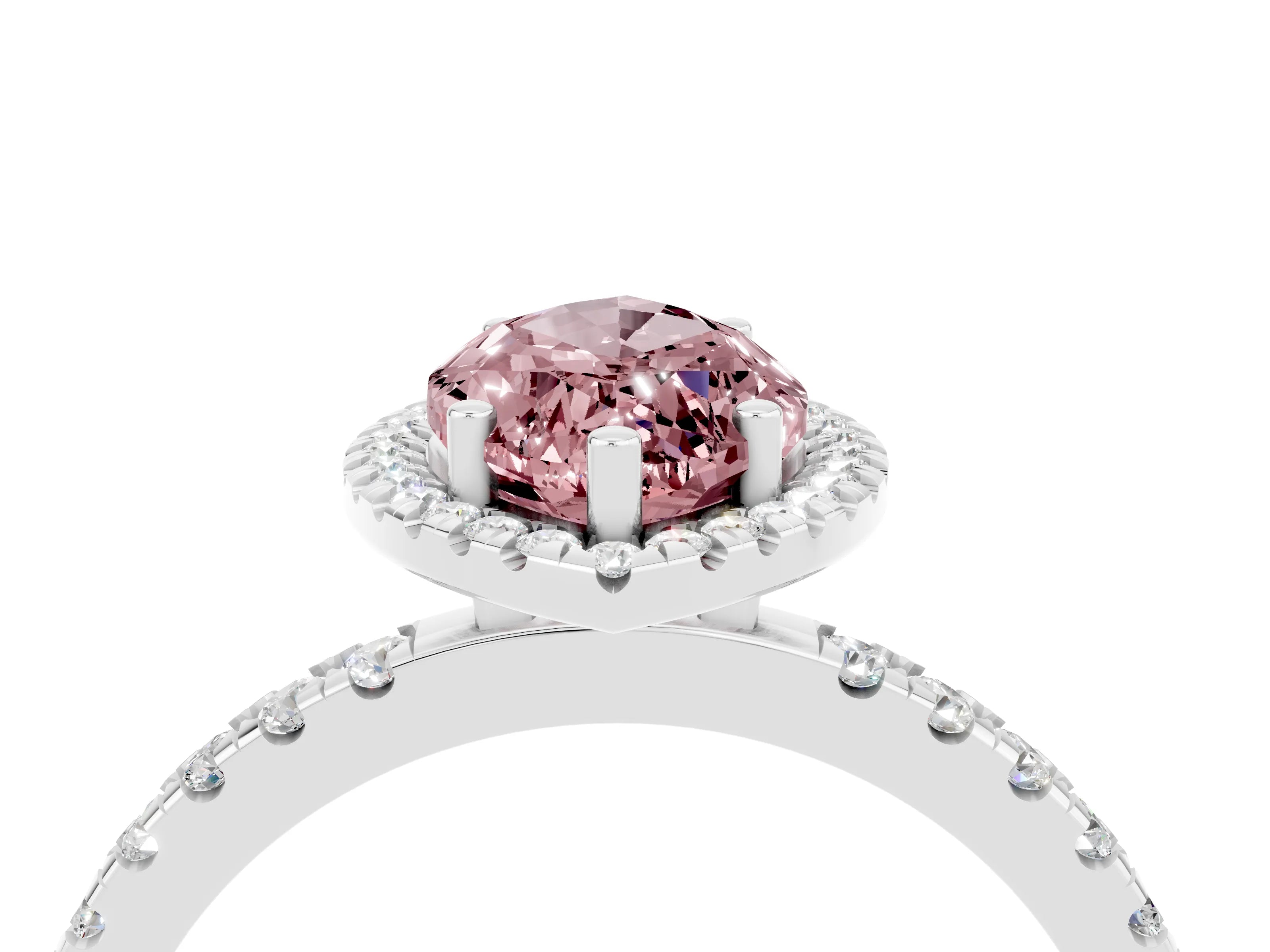 White gold Marquise Cut Halo Diamond Pave Band with Prong Setting_4