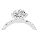 White gold Marquise Cut Halo Diamond Pave Band with Prong Setting_4