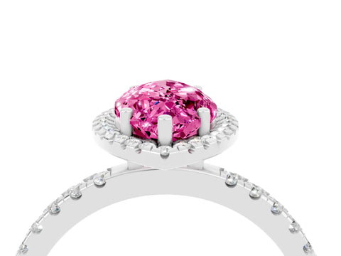 White gold Marquise Cut Halo Diamond Pave Band with Prong Setting_4