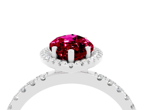 White gold Marquise Cut Halo Diamond Pave Band with Prong Setting_4