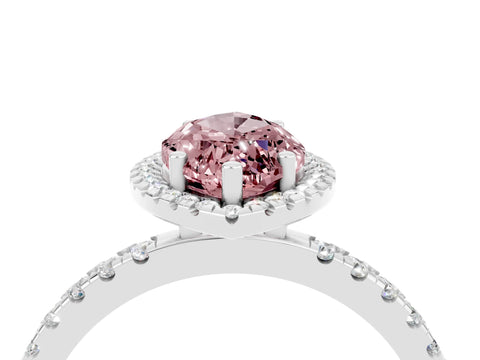 White gold Marquise Cut Halo Diamond Pave Band with Prong Setting_4