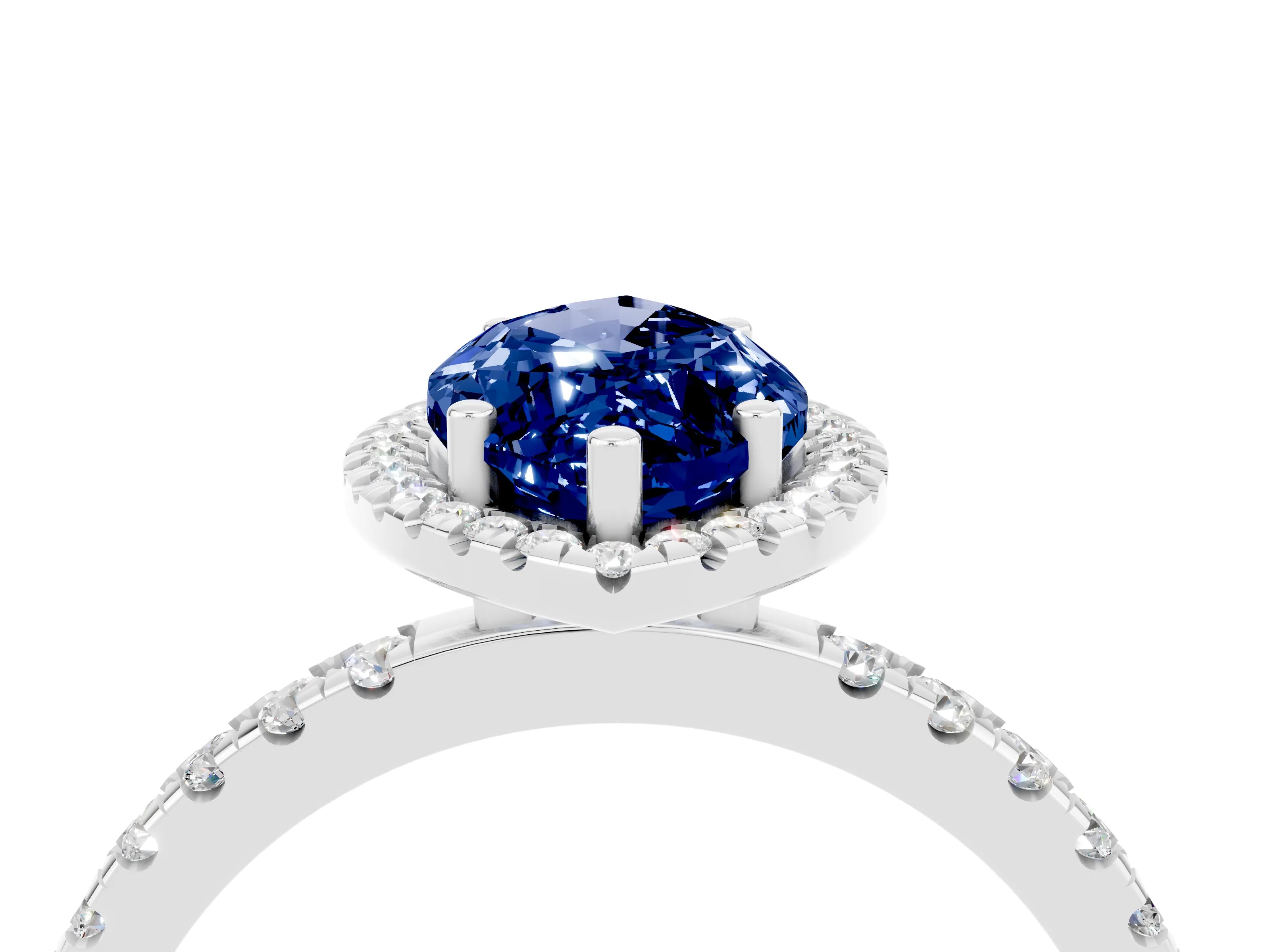 White gold Marquise Cut Halo Diamond Pave Band with Prong Setting_4