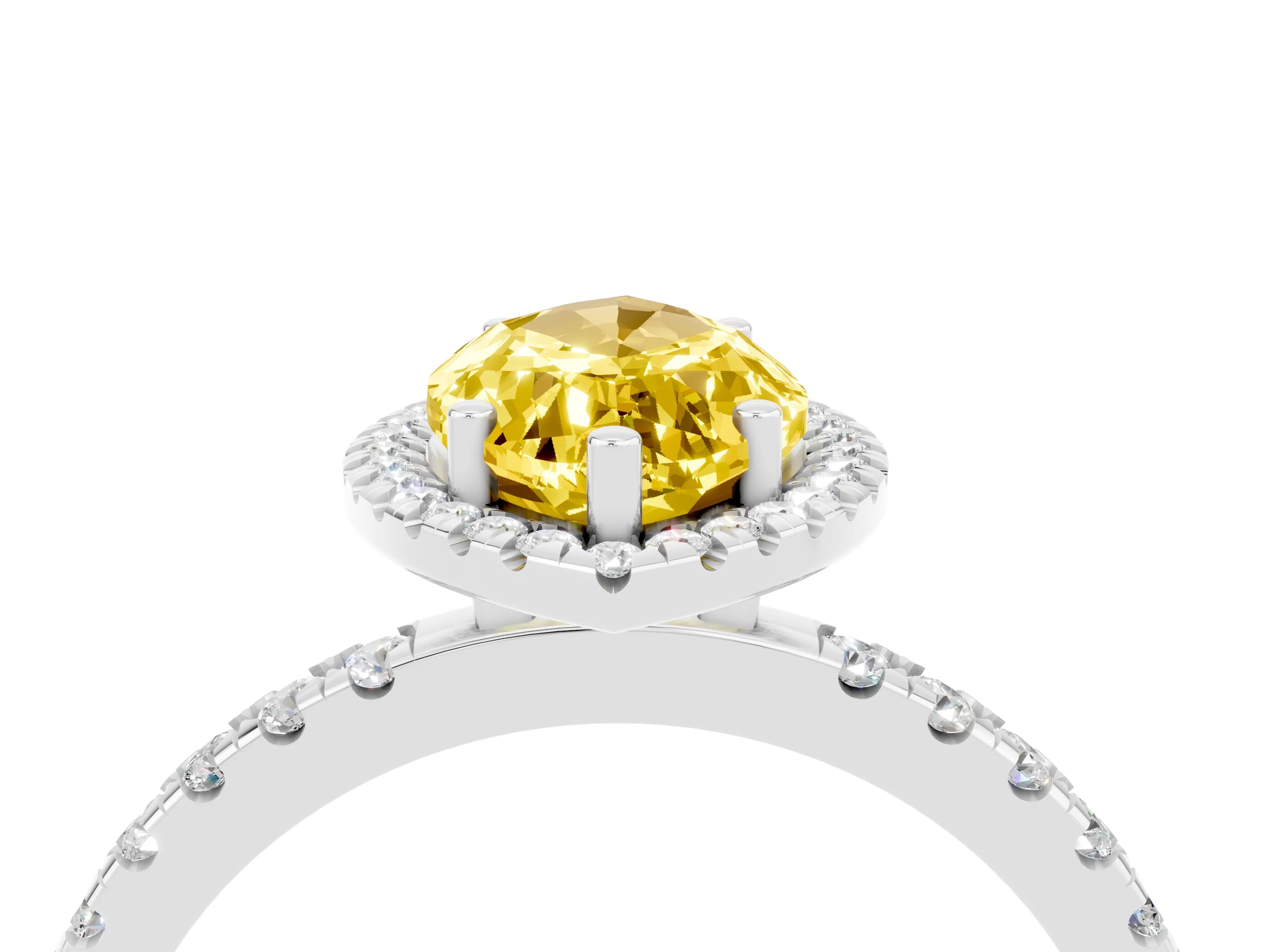 White gold Marquise Cut Halo Diamond Pave Band with Prong Setting_4