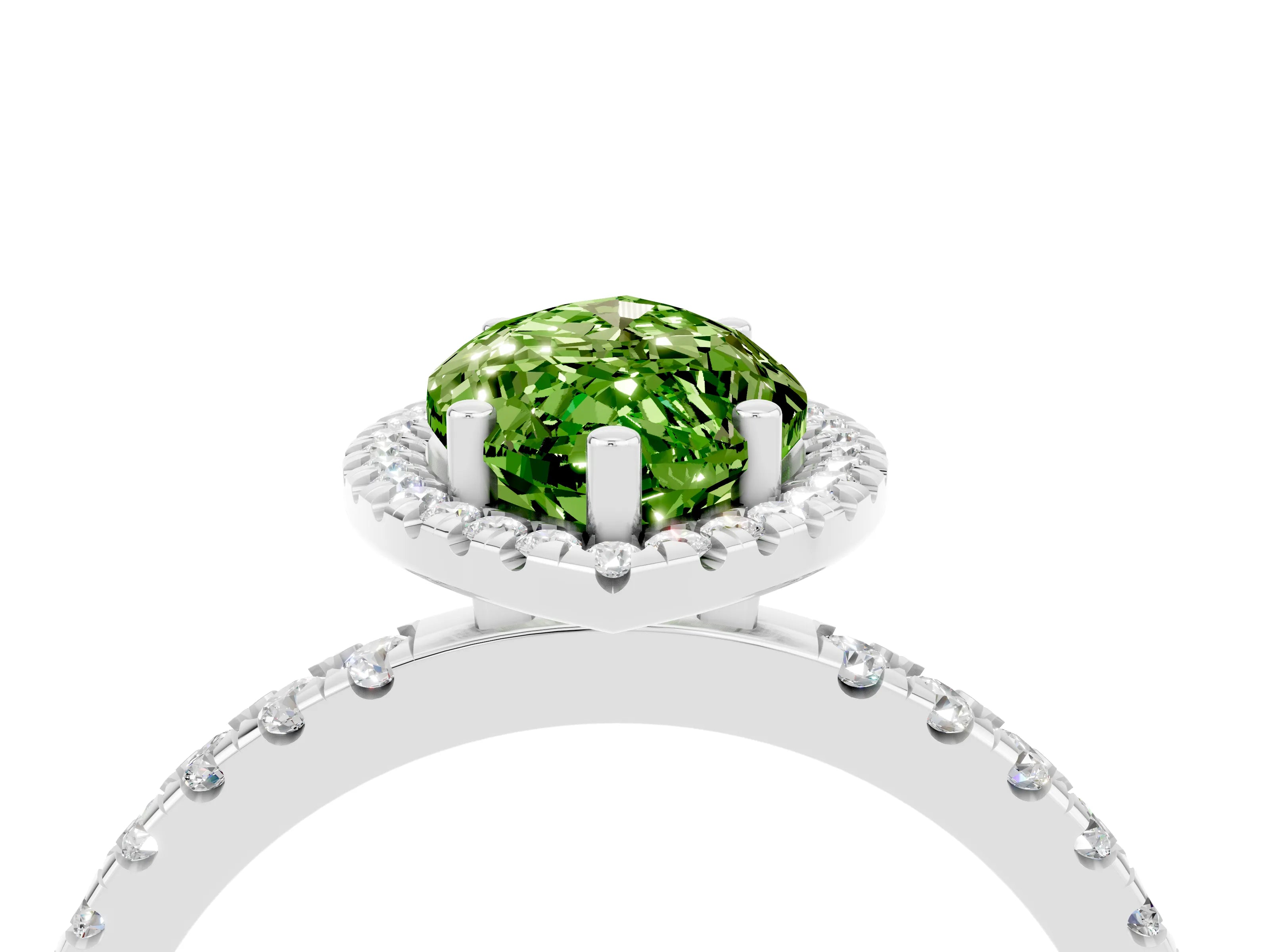 White gold Marquise Cut Halo Diamond Pave Band with Prong Setting_4