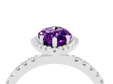 White gold Marquise Cut Halo Diamond Pave Band with Prong Setting_4