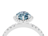 White gold Marquise Cut Halo Diamond Pave Band with Prong Setting_4