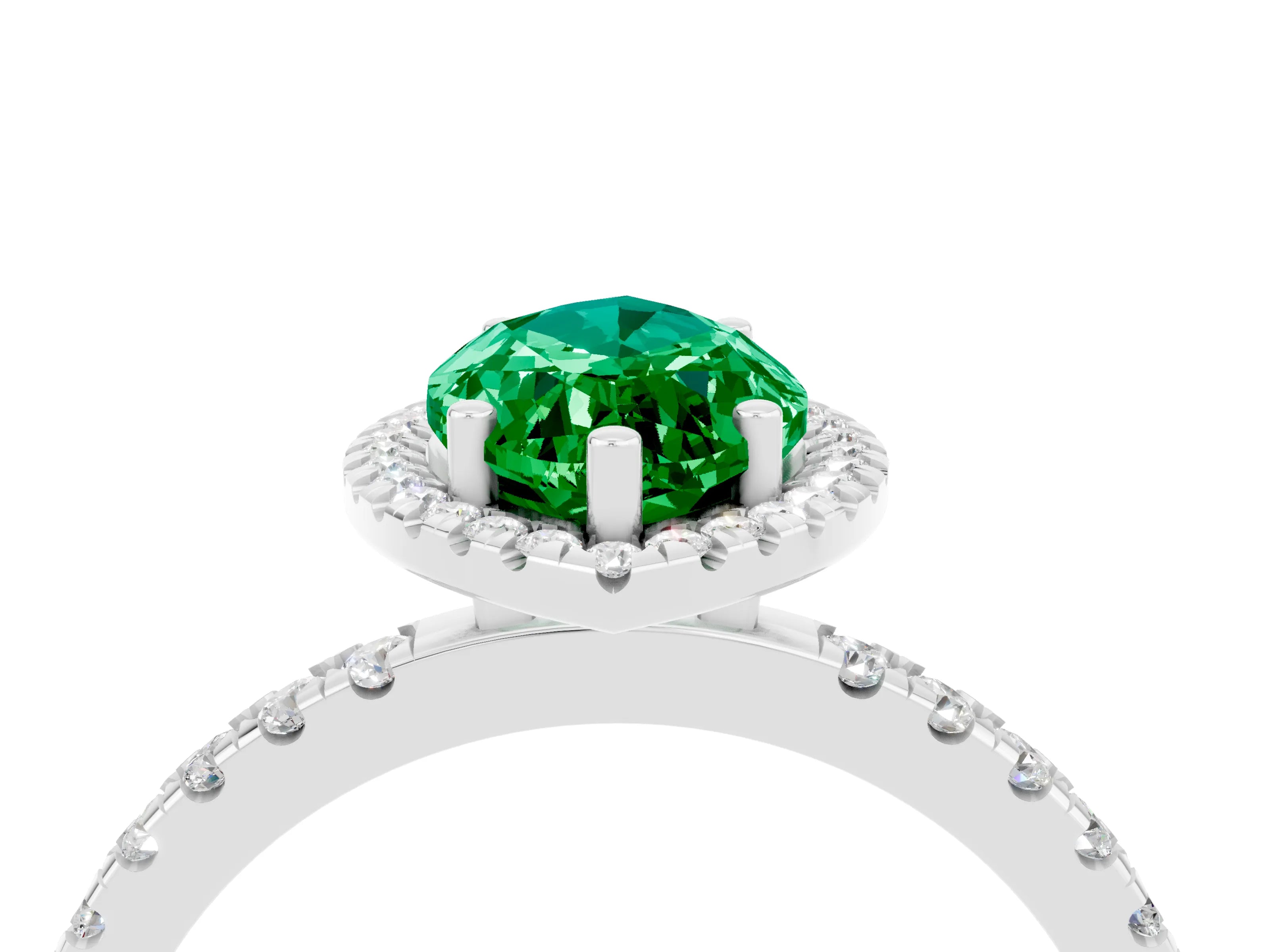 White gold Marquise Cut Halo Diamond Pave Band with Prong Setting_4