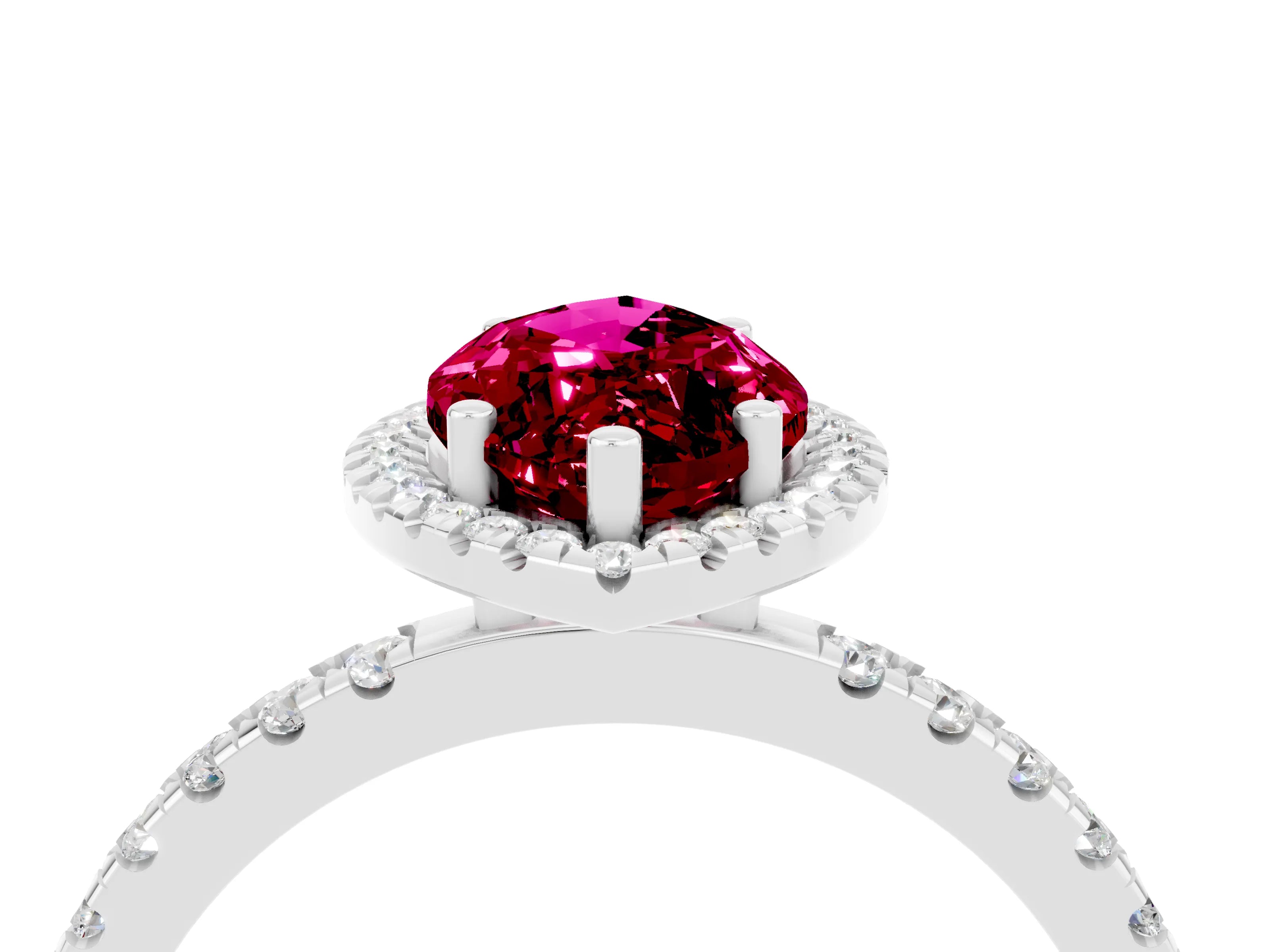 White gold Marquise Cut Halo Diamond Pave Band with Prong Setting_4