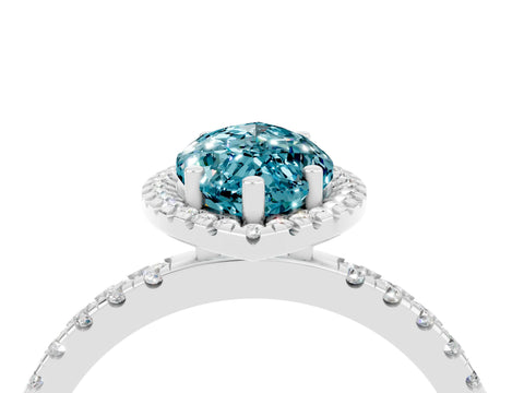 White gold Marquise Cut Halo Diamond Pave Band with Prong Setting_4