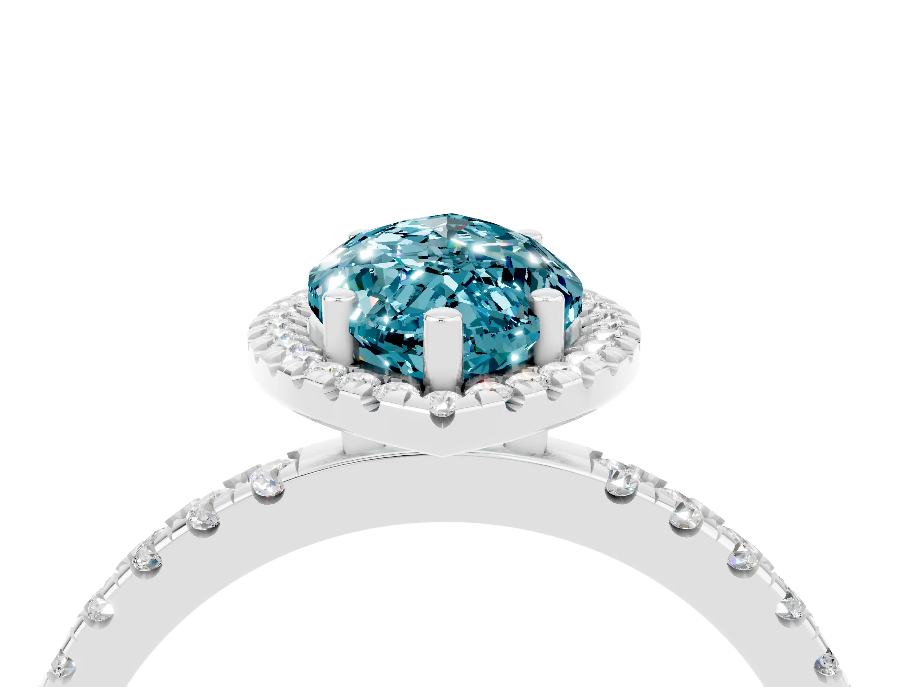 White gold Marquise Cut Halo Diamond Pave Band with Prong Setting_4