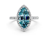 White gold Marquise Cut Halo Diamond Pave Band with Prong Setting