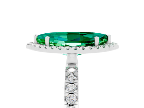 White gold Marquise Cut Halo Diamond Pave Band with Prong Setting_5