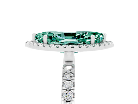 White gold Marquise Cut Halo Diamond Pave Band with Prong Setting_5