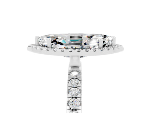 White gold Marquise Cut Halo Diamond Pave Band with Prong Setting_5