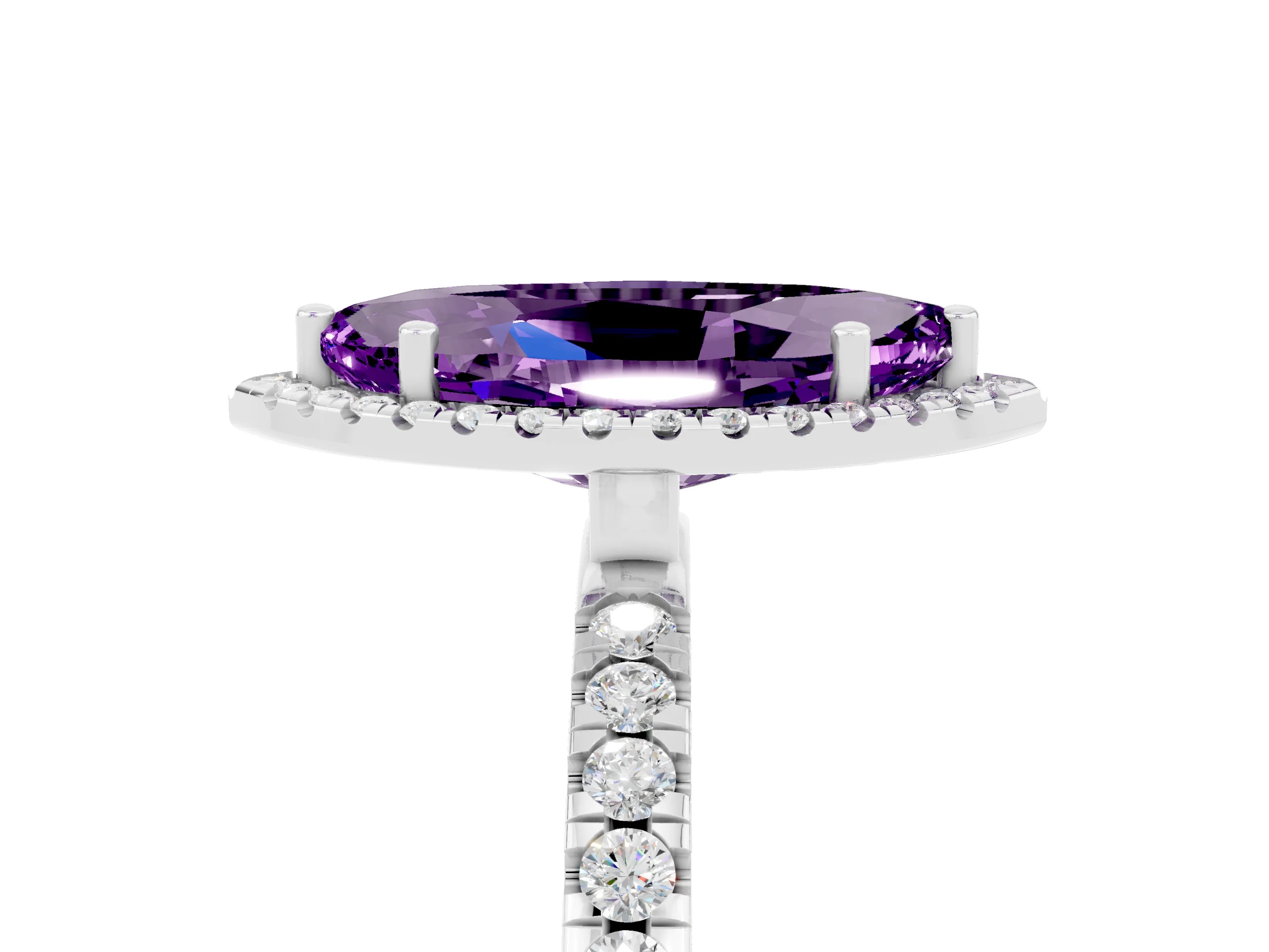White gold Marquise Cut Halo Diamond Pave Band with Prong Setting_5