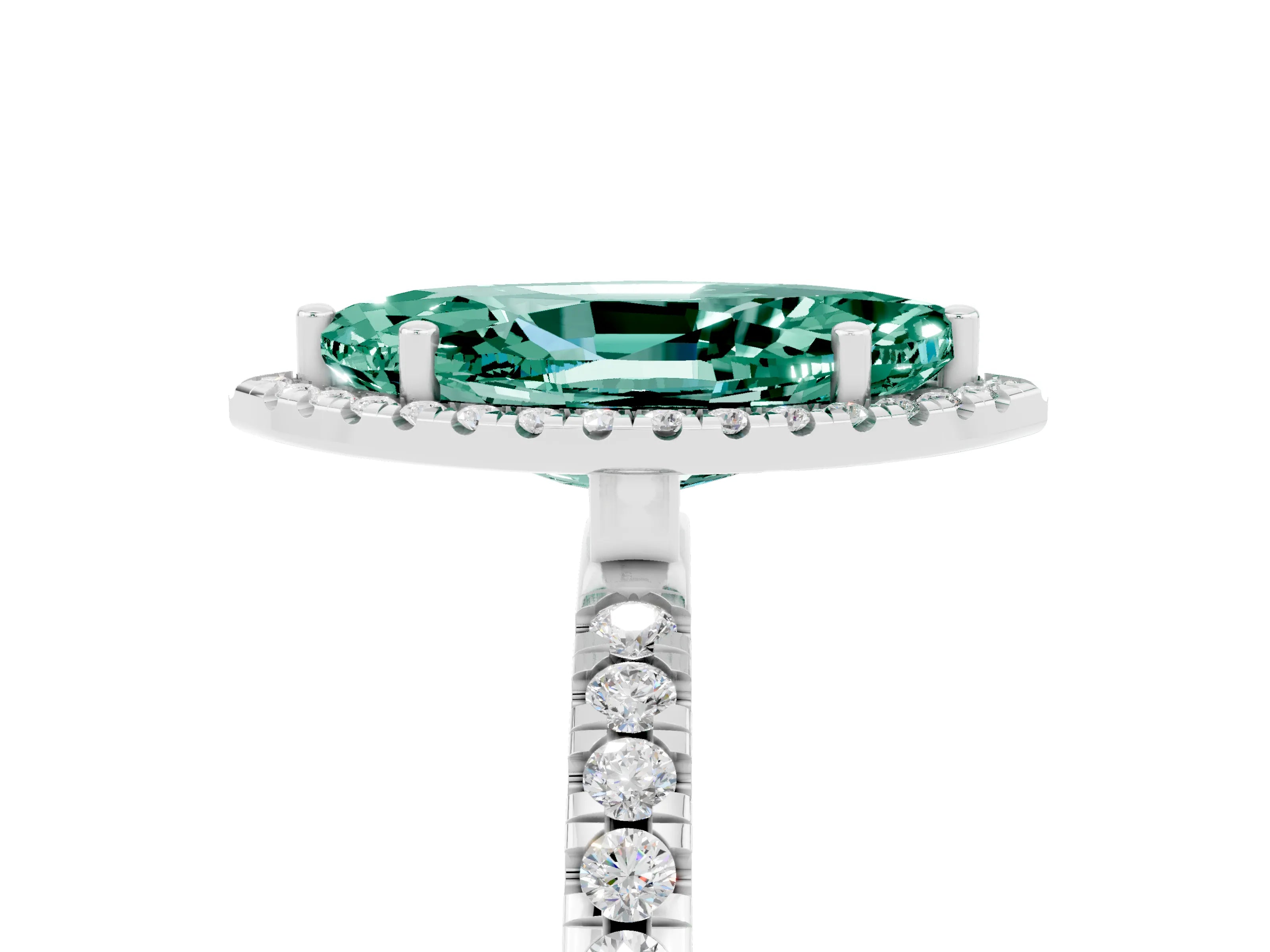 White gold Marquise Cut Halo Diamond Pave Band with Prong Setting_5